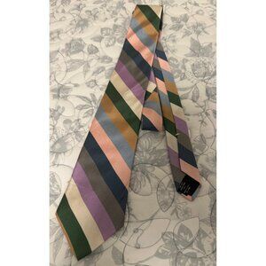 Bachrach Mens Multicolor Striped Silk Tie Made In USA